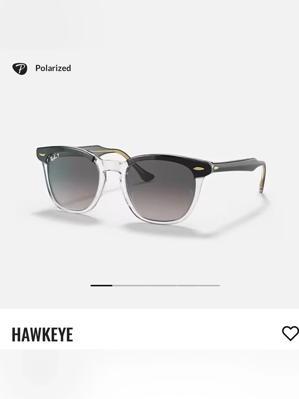 Ray-Ban Hawkeye Black & Clear Polarized Sunglasses with Gradient Gray Lenses